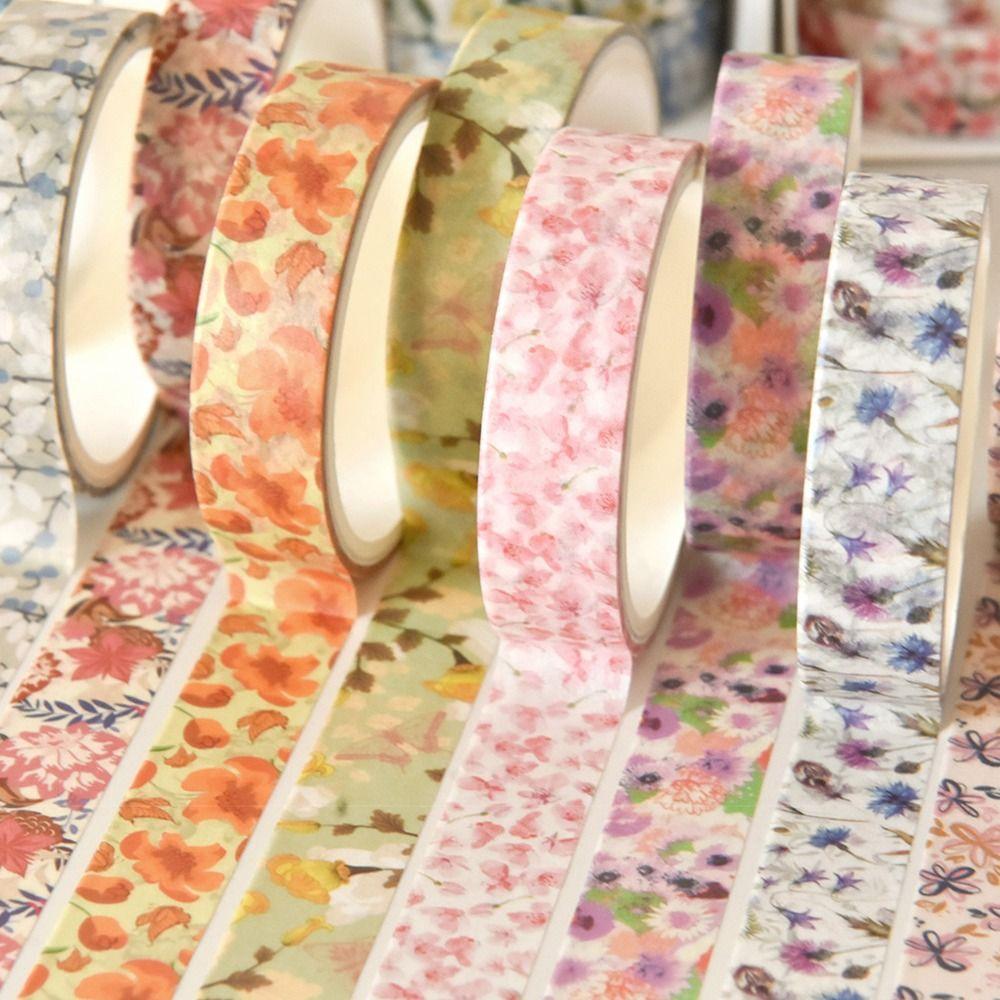 5 Rolls Spring Flower Washi Tape Self-adhesive Artistic Tape  Craft Making