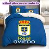 Biancheria da letto con motivo Real Oviedo, Set piumone Copripiumino Federa Regalo di Compleanno per la Casa (1*copripiumino+2*federe,senza imbottitura)