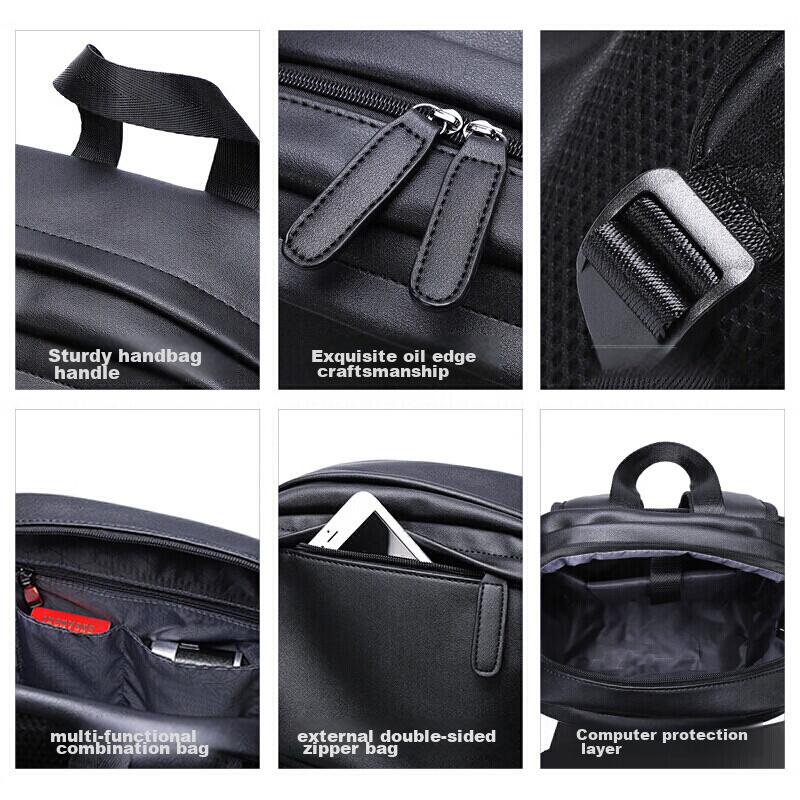 GOLF Backpack, 14-Inch Laptop Bag, Soft Leather Travel Bag for Business Trips, Water-Resistant Casual Backpack, Black