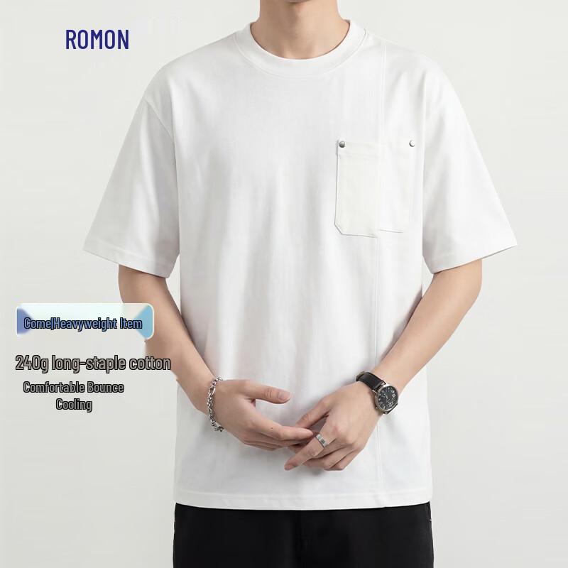 Luomeng Herren Rundhals-T-Shirt aus langstapeliger Baumwolle