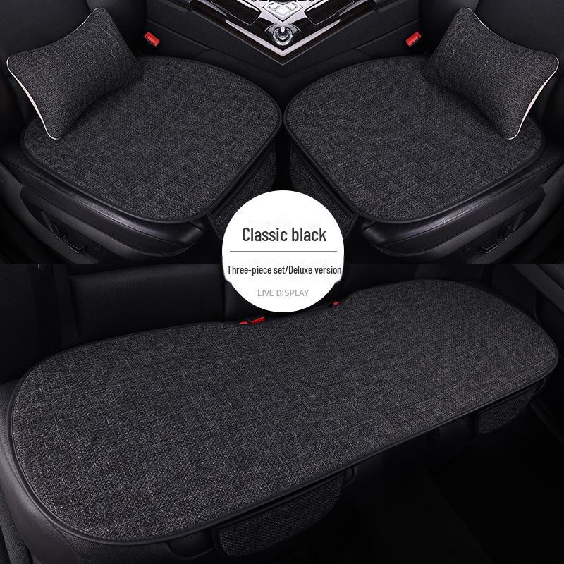 All-Season Light Luxury Ice Silk Linen Car Seat Cushions, Breathable & Non-Slip