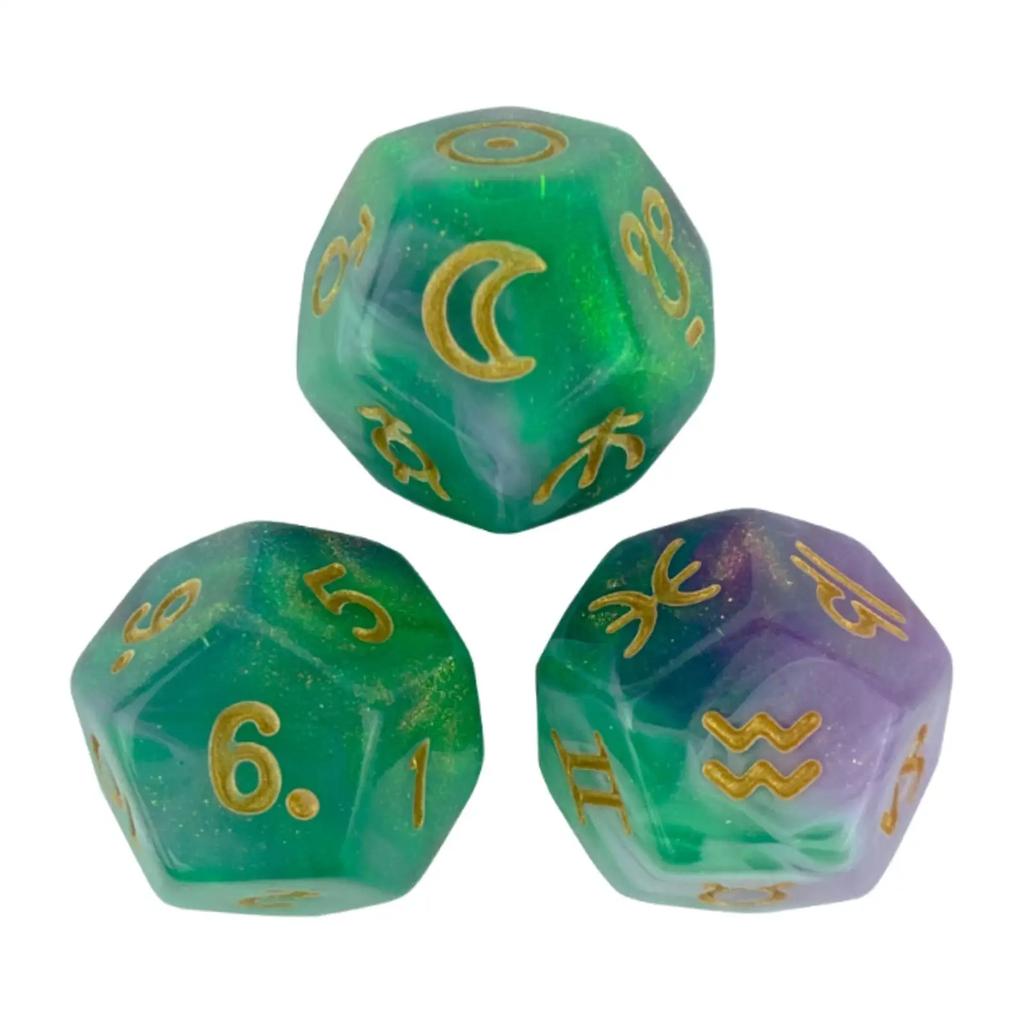 3x 12 Sided Dice Entertainment Toys Astrology Dice for KTV Role Playing Game Table Party Dice Multifaceted Party Game