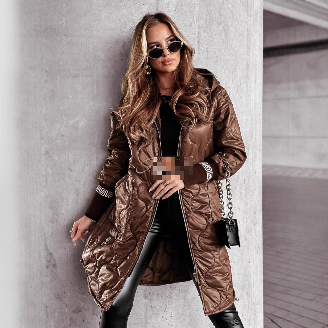 

Осень/Зима 2026 Новинка Женская Мода Корейский Стиль Тисненый Дизайн Легкая Худящая Хлопковая Куртка L