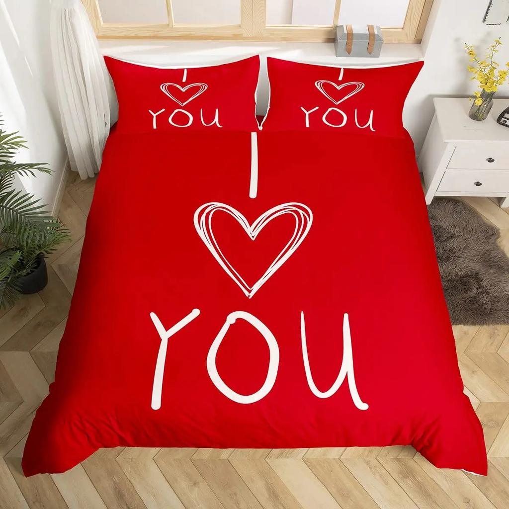 Love Heart Pattern Duvet Cover for Girls Women Pink Romantic Theme Bedding Set Room Decor,Valentine's Day Soft Comforter Cover