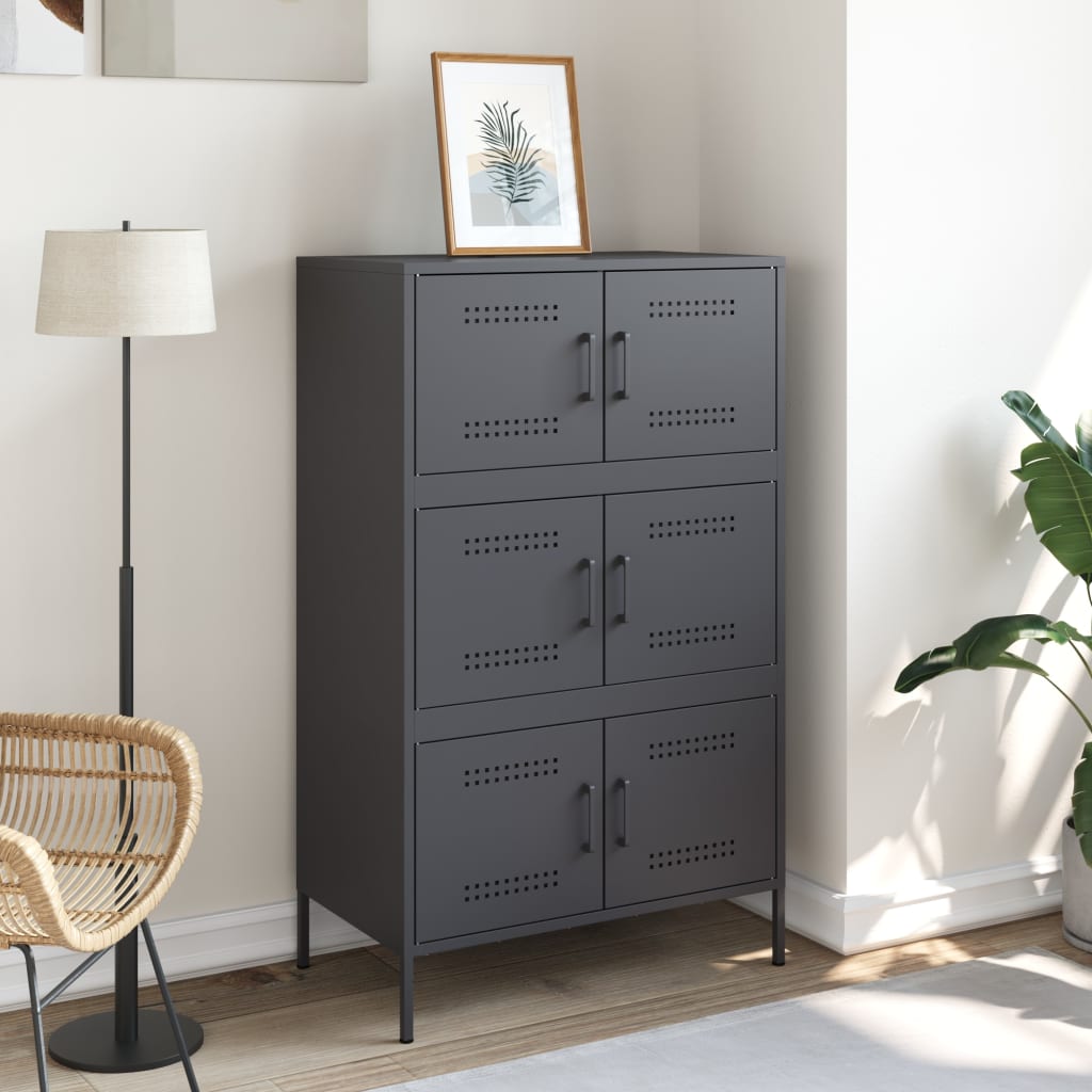 Highboard Anthracite 68 X 39 X 113 Cm Steel