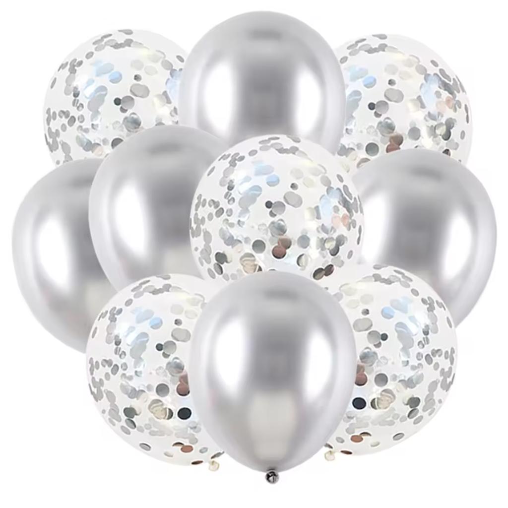 10PCS Gold Silver Metal Latex Confetti Balloons Wedding New year Birthday Party Decorations Matte Globos