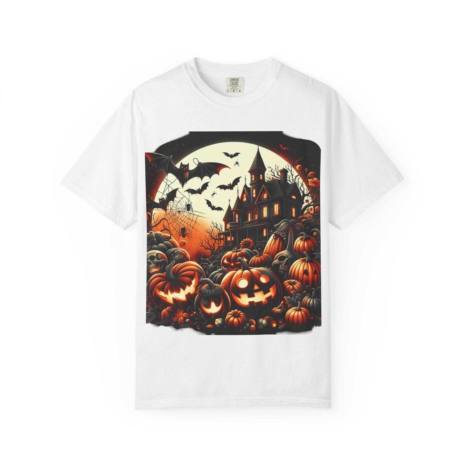 Halloween-Themed Unisex Garment-Dyed T-Shirt, Spooky Graphic Tee, Casual [...] S разноцветный