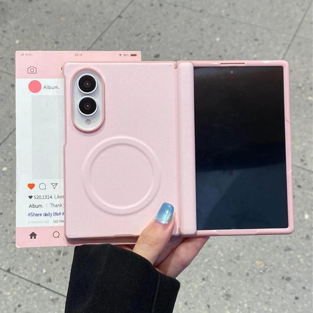 for Magsafe Z Fold8 Wide PU Leather Candy Color Wireless Charge Case for Samsung Galaxy Z Fold 8 Screen Protector Magnetic Cover
