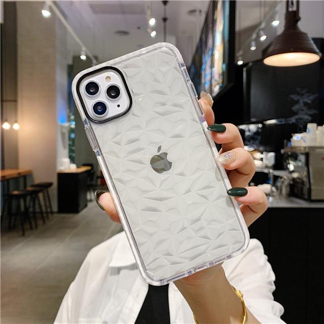 Cover IPhone 13 Pro Max Morbida Trasparente – Ultra Sottile Con Motivo 3D Diamanti – Custodia In TPU Antiurdo – Ricarica Wireless – Nero