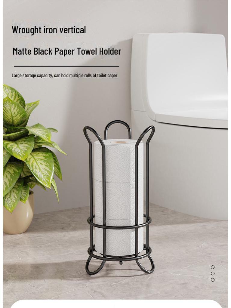 Silver Vertical Paper Towel Holder - Punch-Free Desktop Kitchen Storage Rack