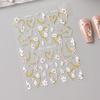 5D Embossed Kawaii Floral Gold Line Sliders Spring White Flowers Nail Stickers DIY Petals Wedding Nails Decals Accesories