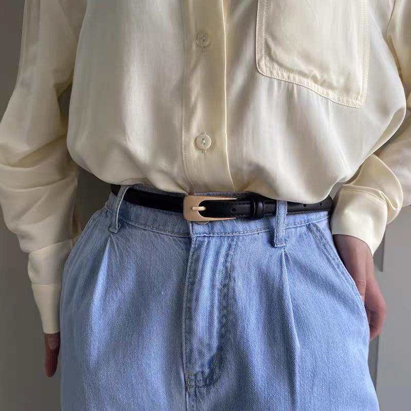 Retro Ladies Summer Thin Waist Belts for Suit Skirt Pu Leather Female Joker Leisure Decor Waistband Students Thin Belt Female