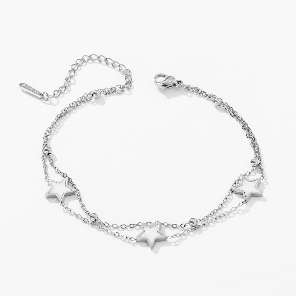 1Pc Stainless Steel Star Simulated Shell Bead Anklet Golden Silvery Minimalist Stackable Beach Jewelry Gift
