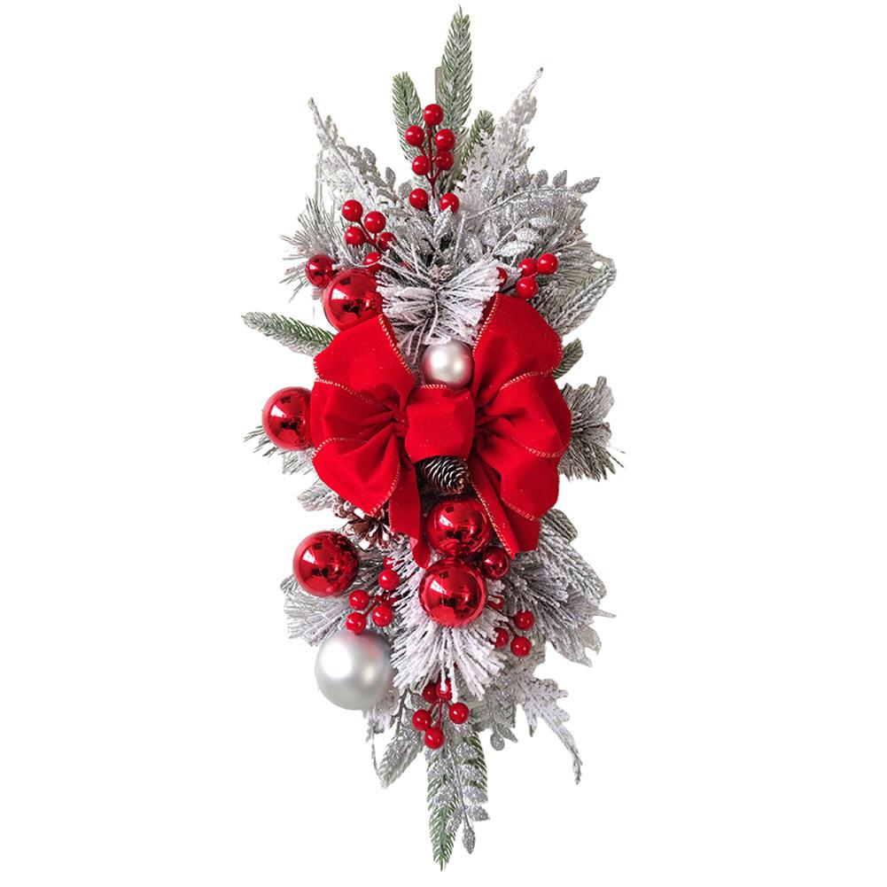 Christmas Stairway Swag Trim Artificial Staircase Garland Bowknot Garland Pendant for Home Decoration