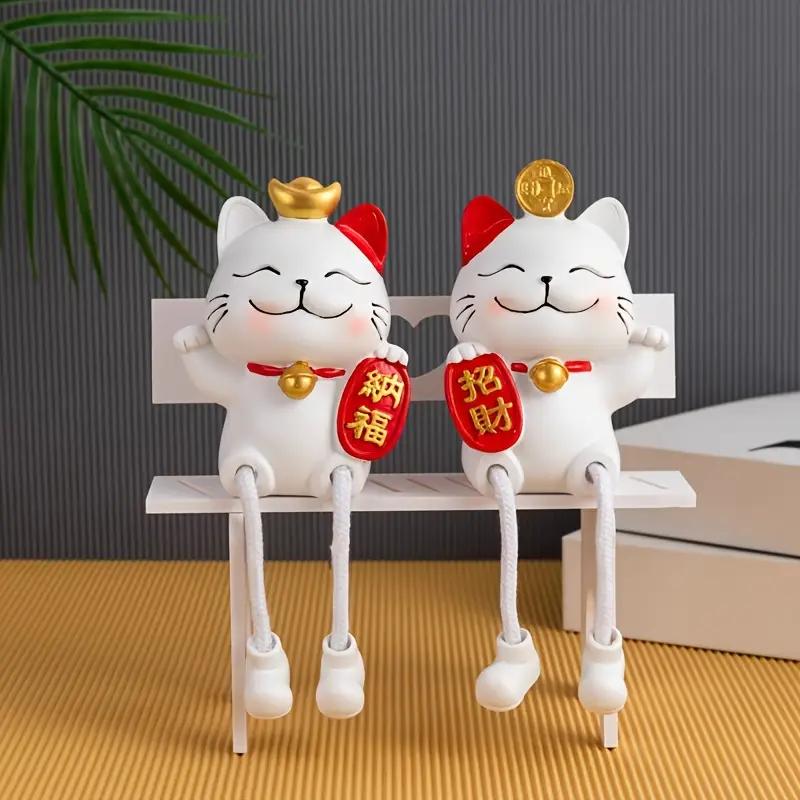 2 Stück: Kreative Niedliche Reichtum Anziehende Katze Hängende Puppe Ornamentalist Haus Wohnzimmer Zimmer Büro Schreibtisch Dekoration Dekoration