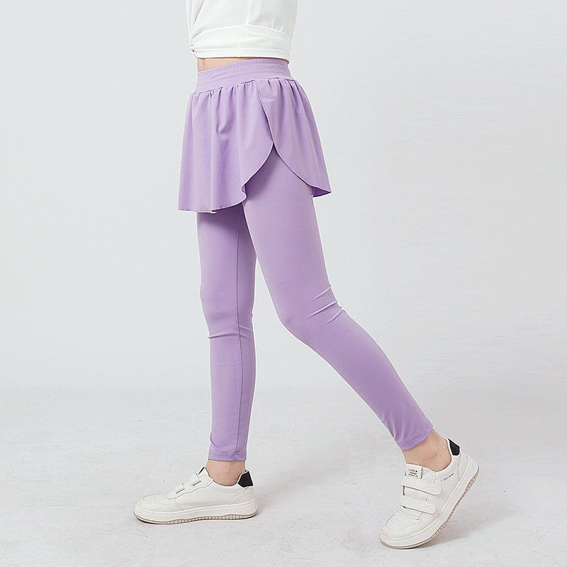 Children's Clothing Summer Girl Sports Culottes Children's Quick-Drying Pure Color Leggings Kids Yoga Pants Skirt Mid Waist Pants