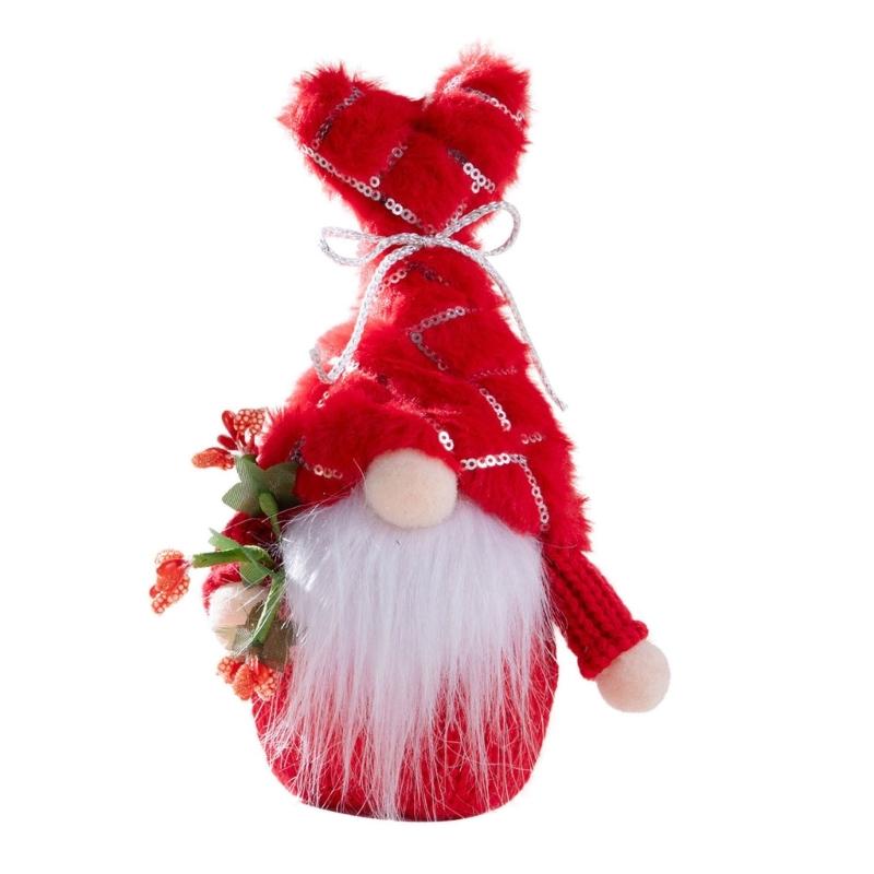 

Festive LED Illuminated Faceless Doll Handmade Valentine s Day Tomtes Gnome for Dates and Parties Holiday Decoration красный