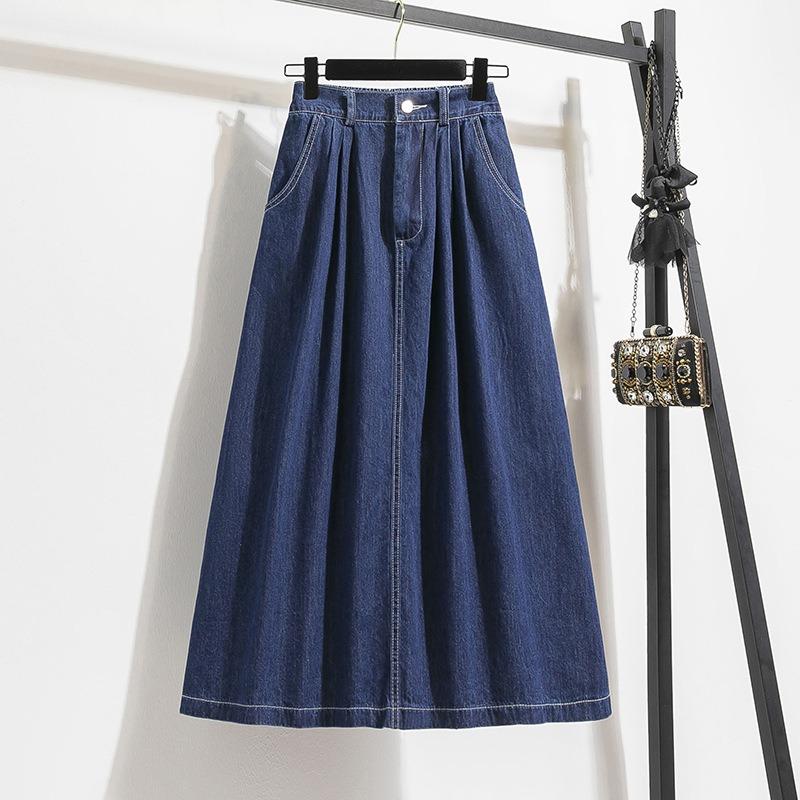 Vintage Split A Line Denim Midi Skirt For Women Plus Size