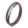 Doppelkreis Leder Edelstahl Armband Herren Retro Punk Armband Mode Lässig Leder Metall Armband Trendiger Täglicher Schmuck Geschenk Zubehör