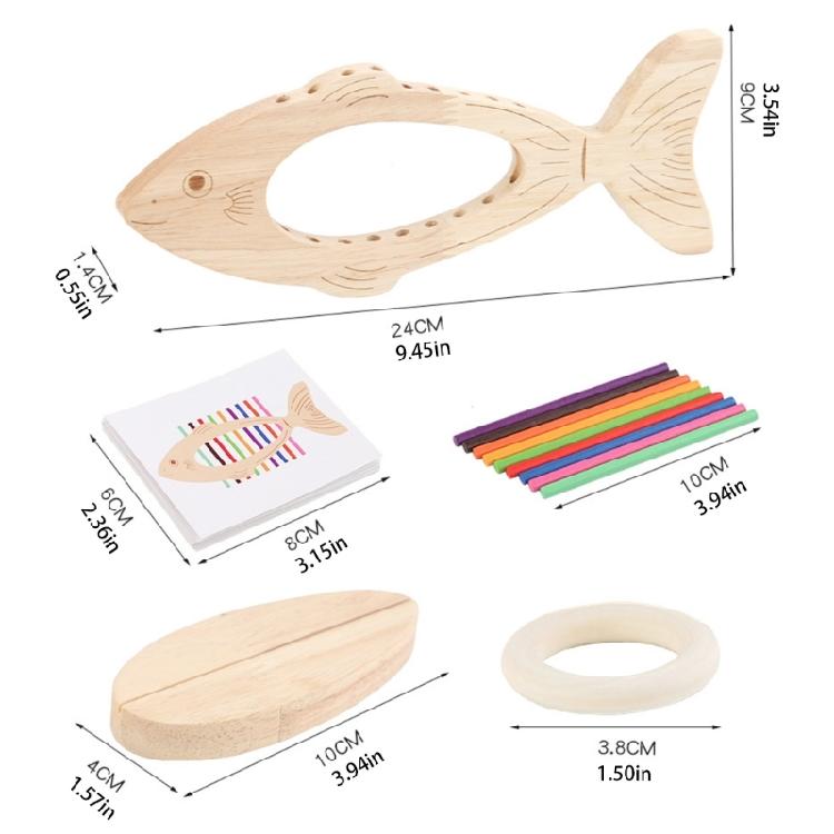 Fine Motor Training Wooden Fishbone Toy With Method Color Recognition Activity For Preschool Learning And Play