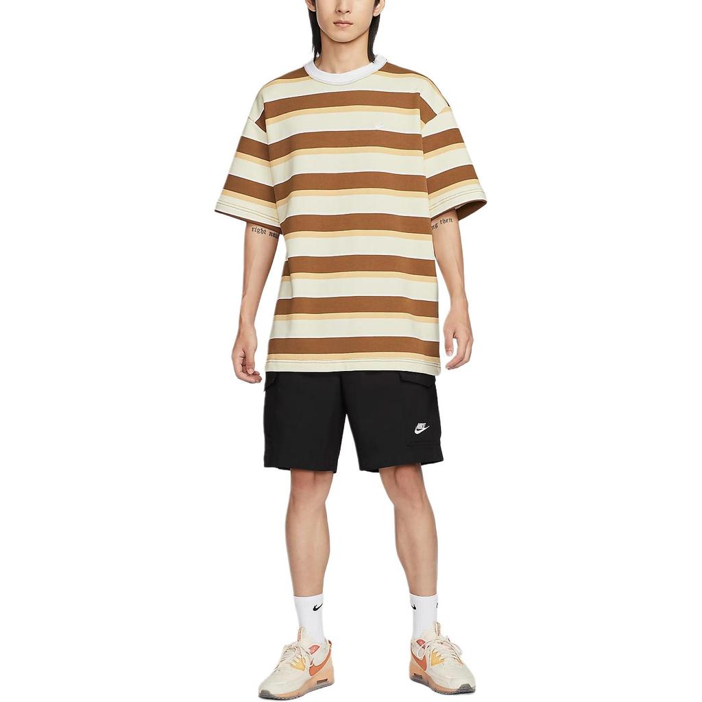 Nike Sportswear Logo Print Embroidered Striped Pattern Crew Neck Pullover Short Sleeve Drop Shoulder T-Shirt Men T-Shirts HJ6781-281