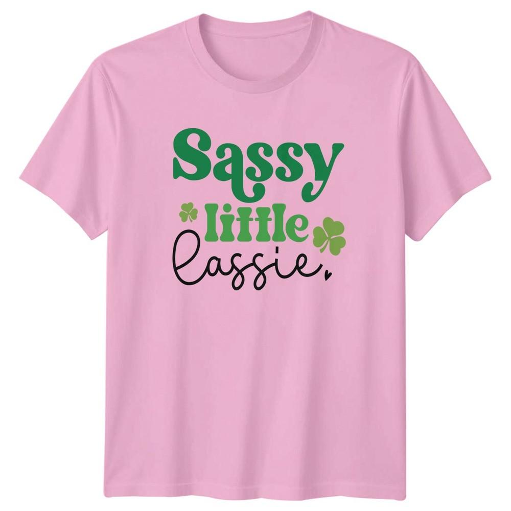 Sassy Little Lassie Unisexs TShirt Irish Shamrocks St Patricks Day