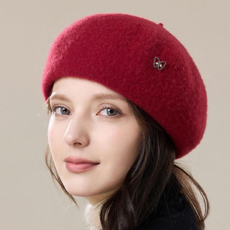 JIUMU Women's Pure Wool Beret Hat