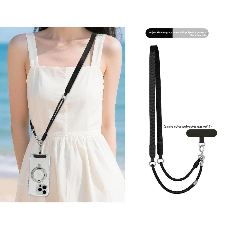 New Four-in-one Round Flat Belt, Mobile Phone Lanyard, Crossbody Adjustable Neck Rope, Advanced Sense Anti-lost Lanyard