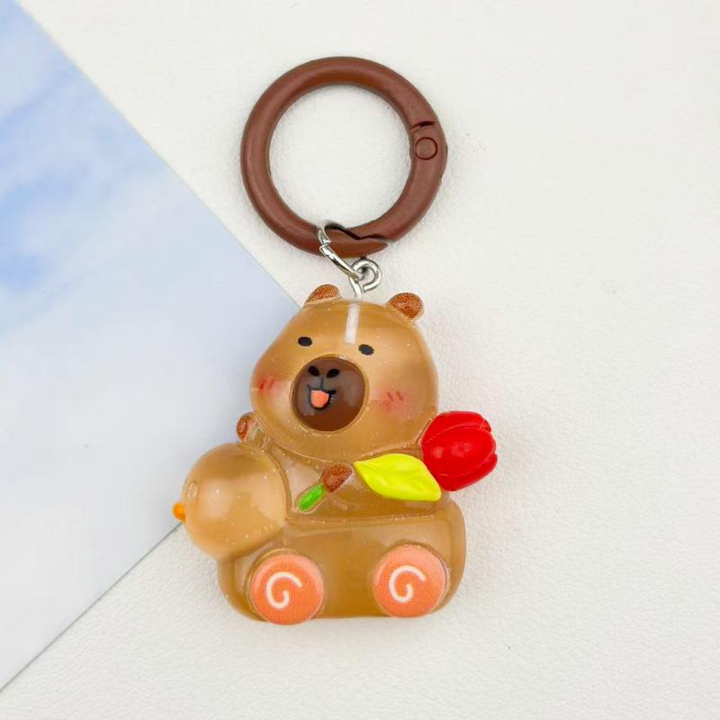 Glow-in-the-Dark Capybara Resin Keychain for Backpacks