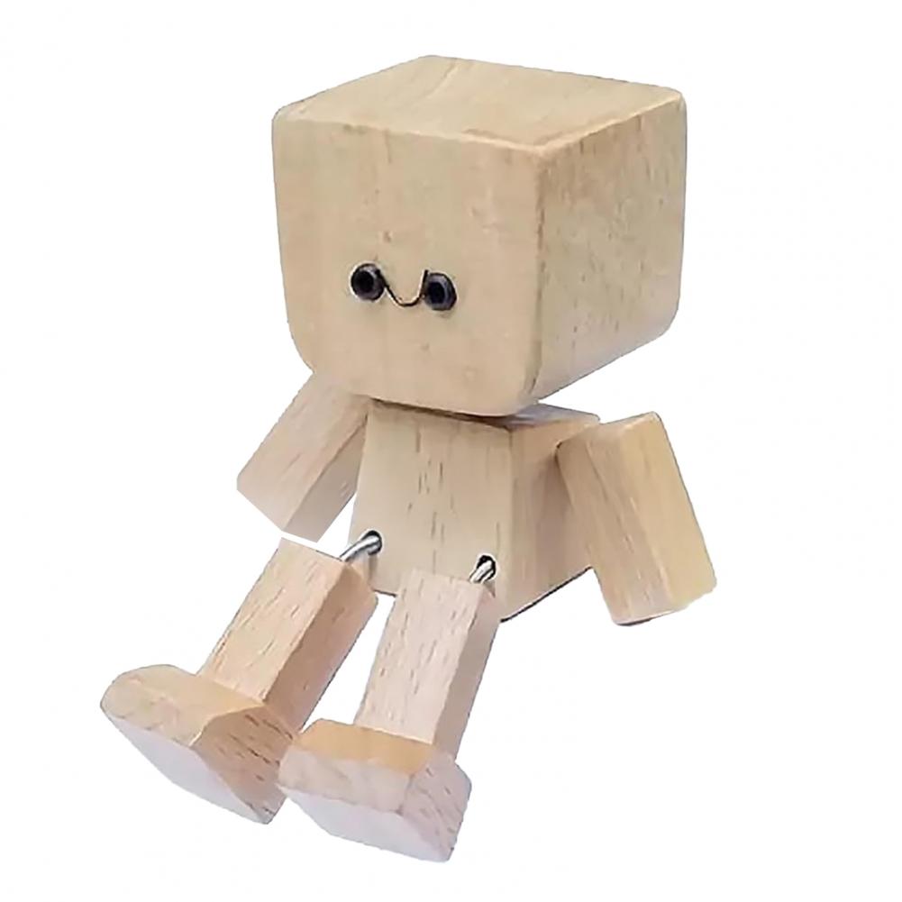

Shaking Man Statue Handmade Wooden Man Figurine with Shaking Feet Unique Car Dashboard Decoration Desktop Ornament for Home