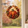 Einzigartige festliche Hängedekoration Herbst Kürbis Sonnenblumenkranz Dekoration, Acryl handbemalte Feiertagsdekoration Fensterdekoration, Thanksgiving Halloween