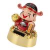 God of Wealth Figurine Solar Powered Automatic Nodding Durable Cai Shen Statue Decor for Home Car