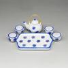 Miniature Teaware Set Model For Children And Collectors With Blue White Porcelain Teapot Cup Tray Doll House Furniture