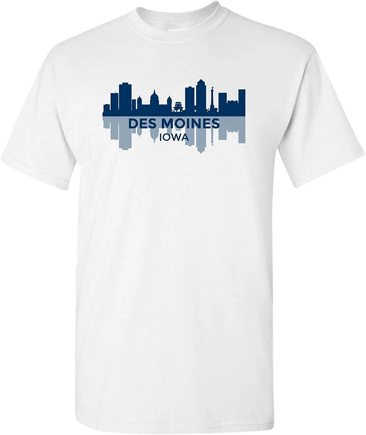 Des Moines Iowa Skyline - State City Hometown Pride T Shirt - White 4XL