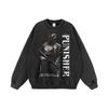 Unisex Oversized Vintage Streetwear Hoodie With Direct Print Washed Cotton Long Sleeve