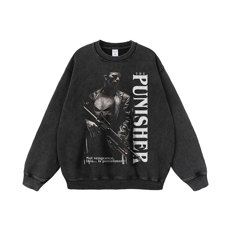 Unisex Oversized Vintage Streetwear Hoodie With Direct Print Washed Cotton Long Sleeve