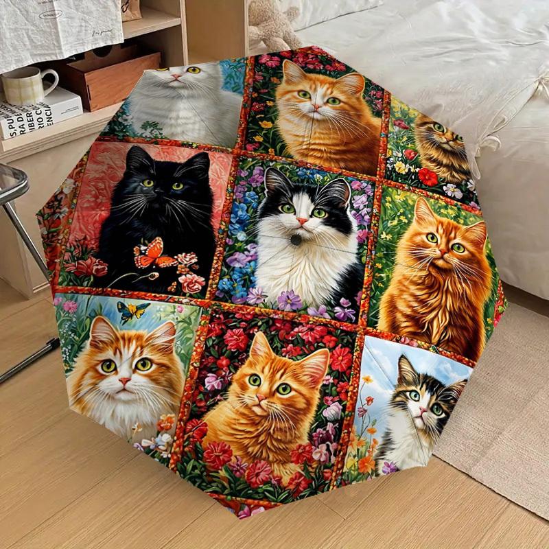 1PC Cat Umbrella-8-Rib Reinforced, Automatic Open, Lightweight & Durable, Fashion Accessory for Outdoor, H0385