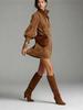 European & American Elegant Retro Solid Long Sleeve Zipper Stand Collar Dress 2025