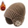 Cold Weather Protection Knitted Hat Windproof Earmuffs Winter Pullover Hat