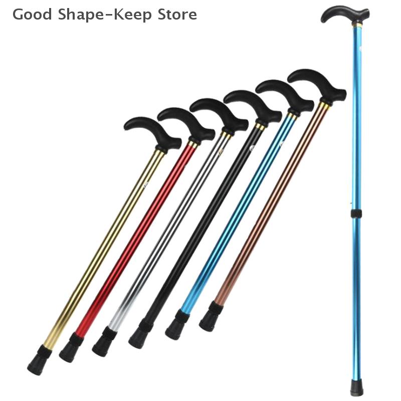 Adjustable Aluminum Alloy Walking Stick 2 Section Anti-Skid Hiking Cane For Stability Old Man Support
