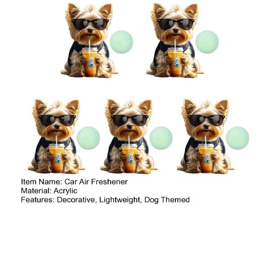 Auto Lufterfrischer Clips Niedlicher Milchtee Welpe Acryl Auto Lüftungsschlitz Clip mit Austauschbaren Duftkissen 2D Armaturenbrett Deko Einfach Aufsteckbar Geschenk für Hundeliebhaber