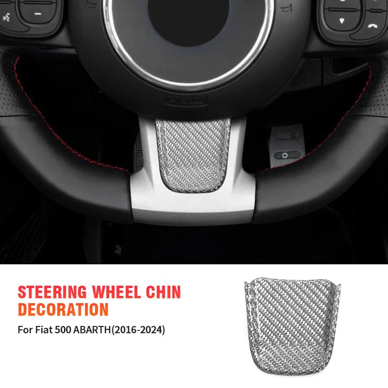Kohlefaser-Lenkrad-Kinn-Dekorationsaufkleber 6-farbiges Innenzubehör-Kit für Fiat 500/ABARTH 2020-2023