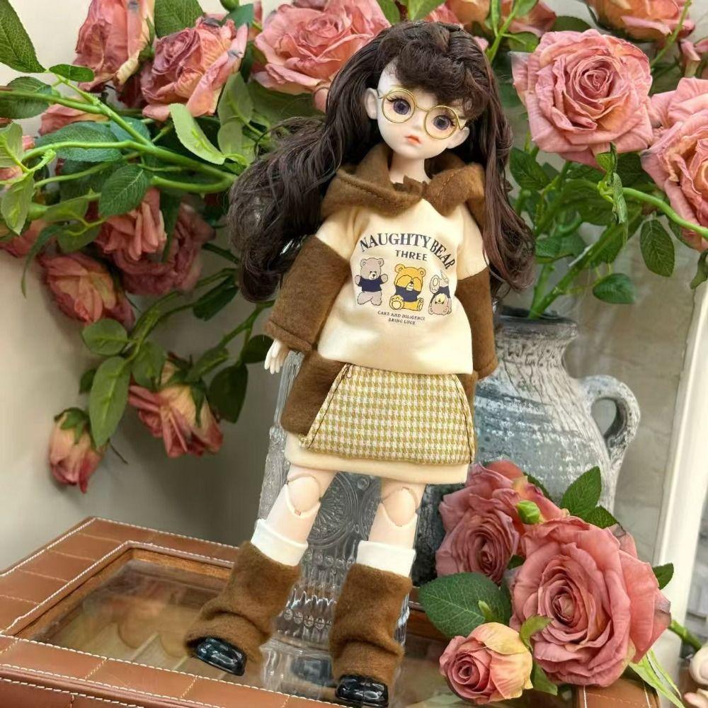 1 Set Long Hair 30cm Bjd Doll with Clothes Attractive Eyes Princess Makeup Ball Joint Doll Toddler