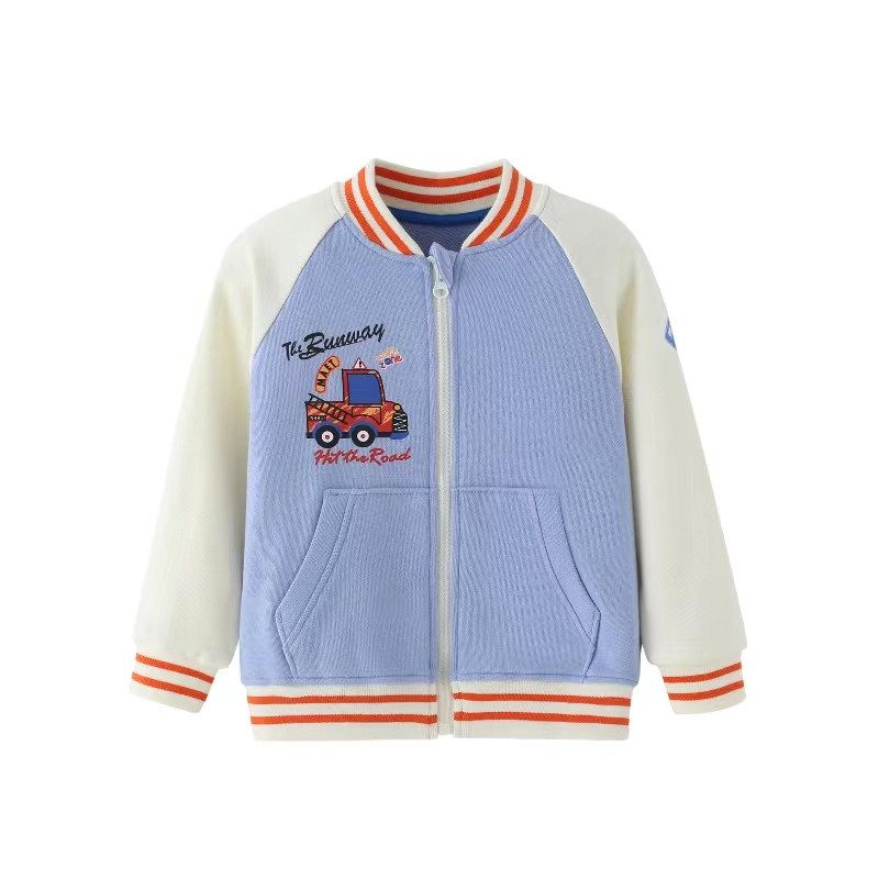 Boys' Jacket Autumn and Winter Style Children's Baseball Jacket New Thickened Spring and Autumn Top Trendy Boys' Pure Cotton Jacket