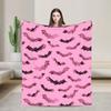 Halloween Gothcore Flannel Blankets Vampire Bats Pink Vintage Throw Blanket for Sofa Bedding Lounge 125*100cm Quilt