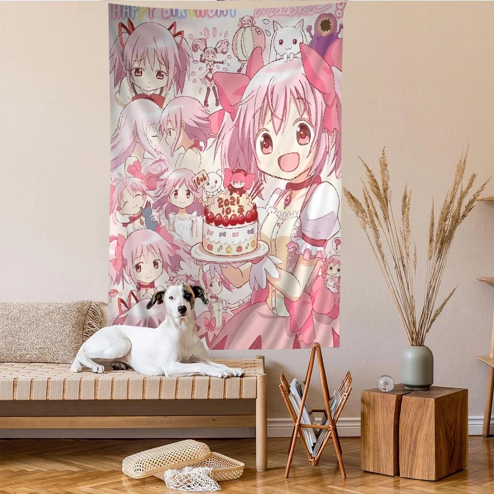 VIKAMA Puella Magi Madoka Magica Large Wall Tapestry Bohemian Hippie Indian Buddha Witchcraft Room Decor