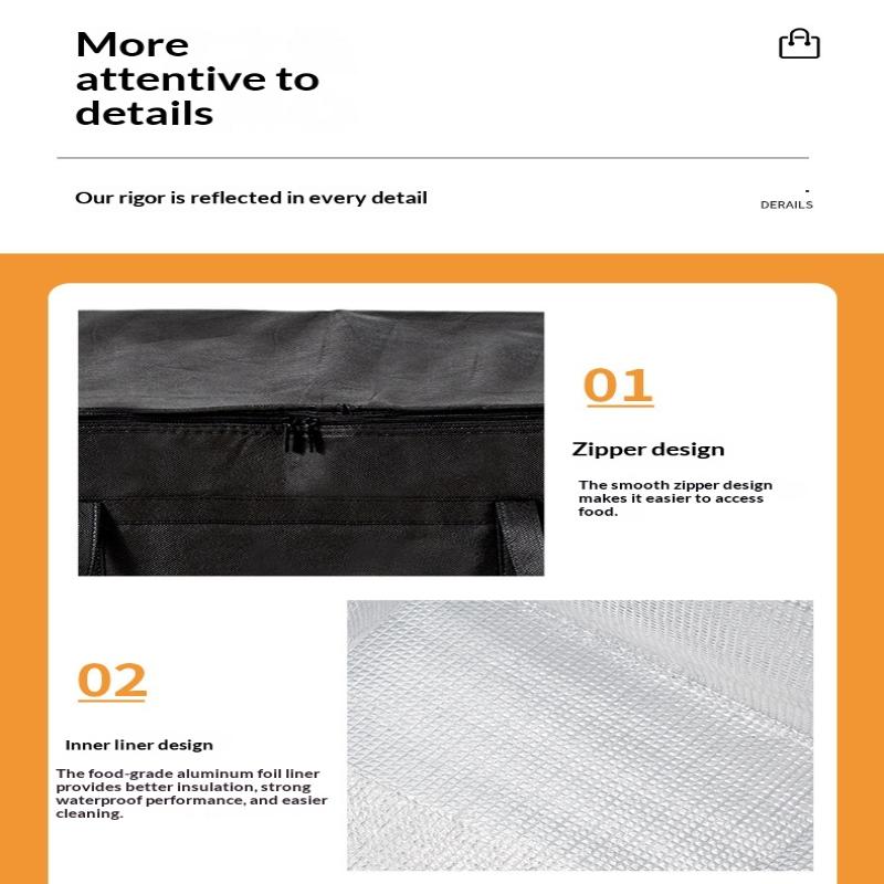 Xxxlsize Large-Capacity Insulated Bag, Reusable, Three-Layer Insulated Pizza Delivery Bag, Portable Waterproof Refrigeration Bag