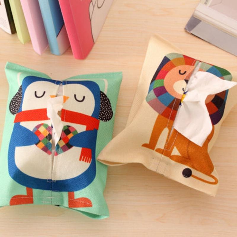 Cartoon Layer Cloth Tissue Box Napkin Cover Holder Home Decor Paper Towel Case