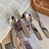 Toddler 304 Stainless Steel Spoon Fork Cute Short Handle Children's Tableware Baby Eating Utensils Thickened Dinnerware for Kids