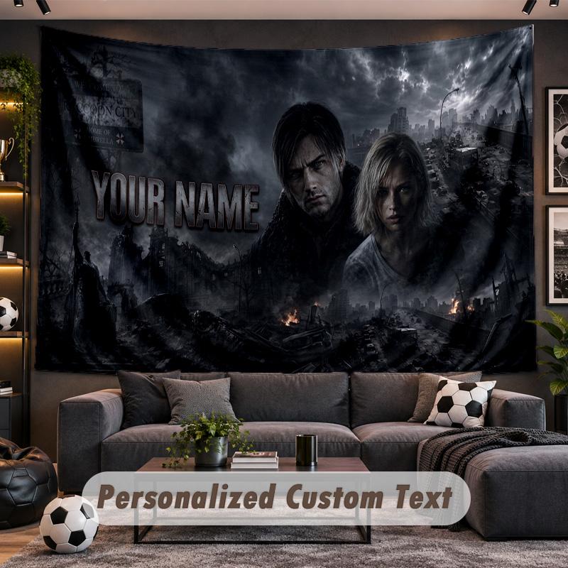 Resident Evil Personalized Tapestry Support Custom Name, Wall Art Home Decoration